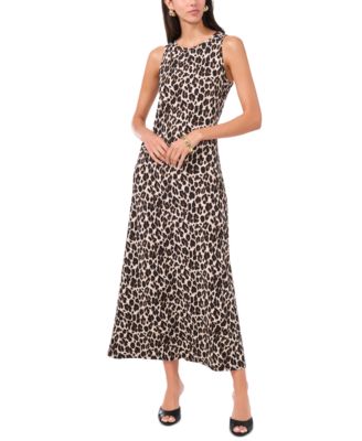 Vince Camuto Women's Leopard-Print Sleeveless Keyhole-Back Crewneck Maxi Dress