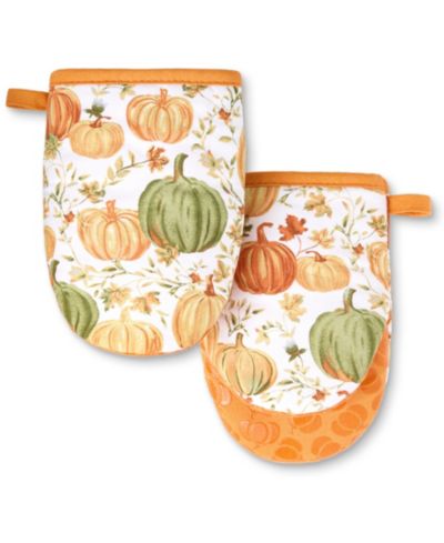 Martha Stewart Autumn Harvest Pumpkins Mini Oven Mitt, Set of 2
