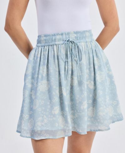 Женская короткая юбка Reistor с завязками — Blue Florals