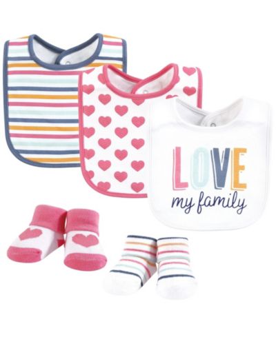 Hudson Baby Baby Girls Hudson 5Pk Bibs and Socks Set