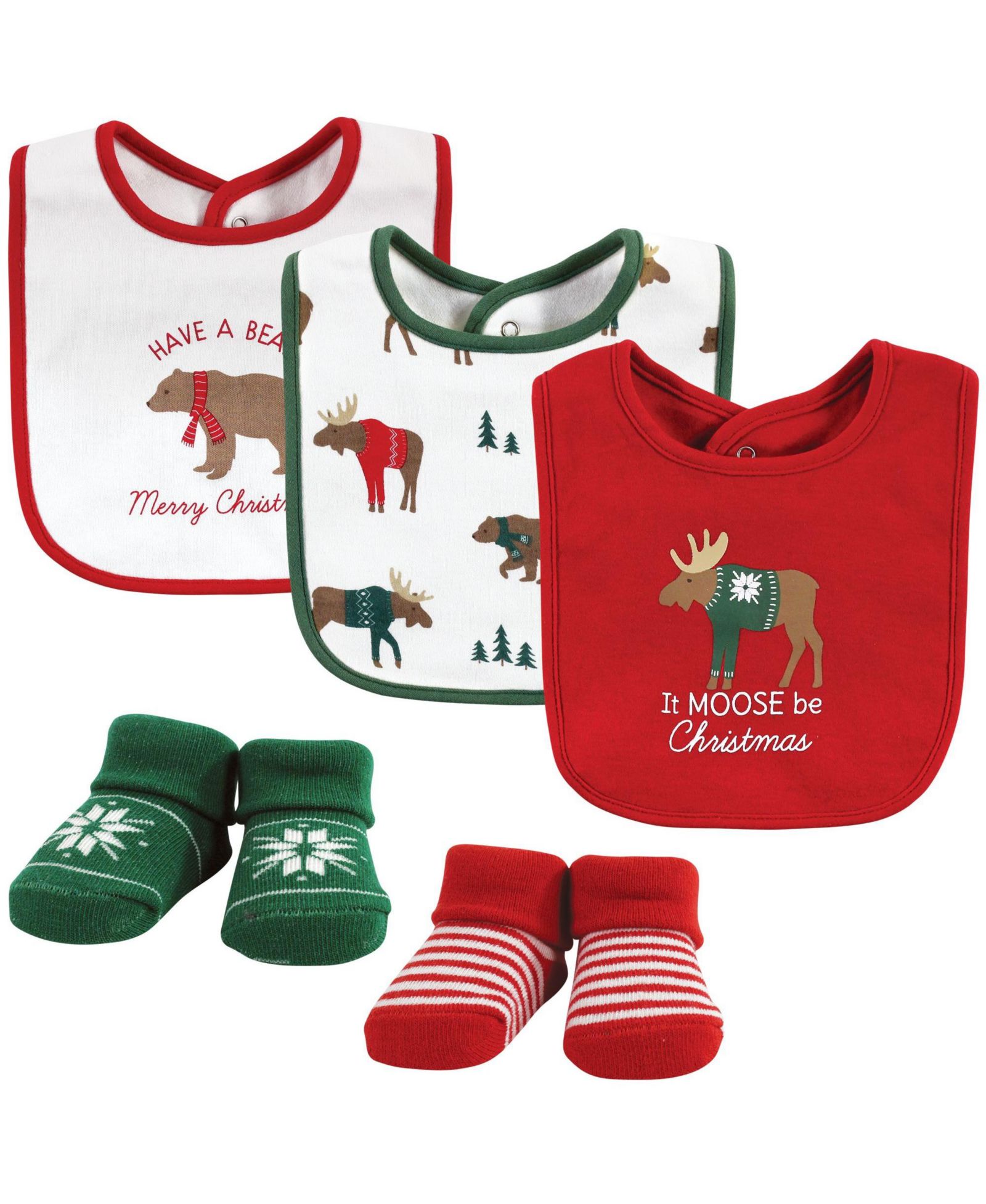Hudson Baby 5Pk Bandana Bibs and Socks Set