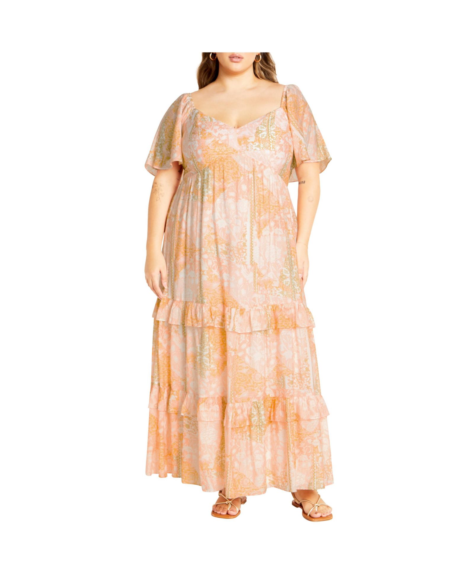 CITY CHIC Женское макси-платье Plus Size с принтом Marci