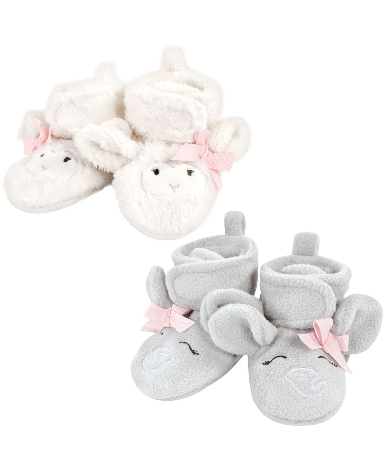 Hudson Baby Baby Girls Hudson Animal Fleece Booties 2-Pack