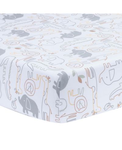 Простыня в кроватку Lambs & Ivy Jungle Story 100% Cotton Safari White