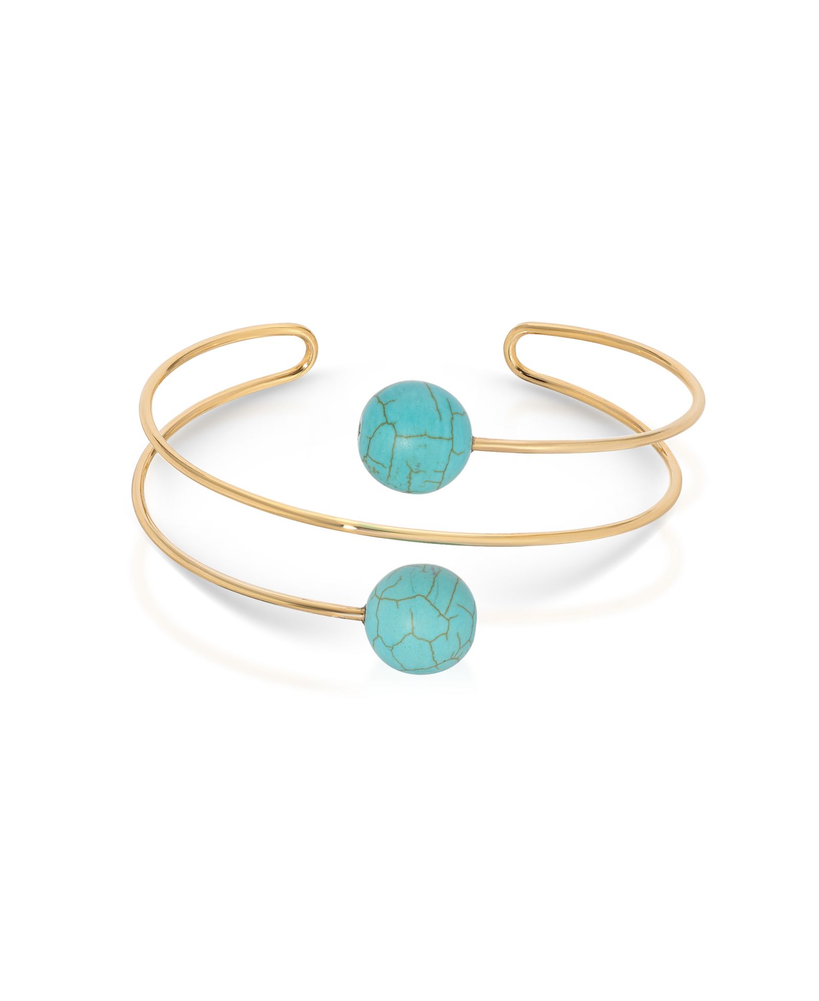 Браслет ETTIKA Turquoise Bead 18k Gold Plated Wire Cuff