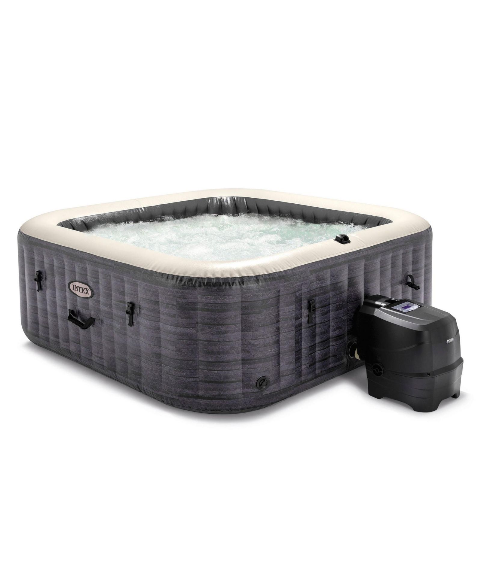 Intex PureSpa Plus Greystone 6 Person Inflatable Square Hot Tub w/ 170 AirJets