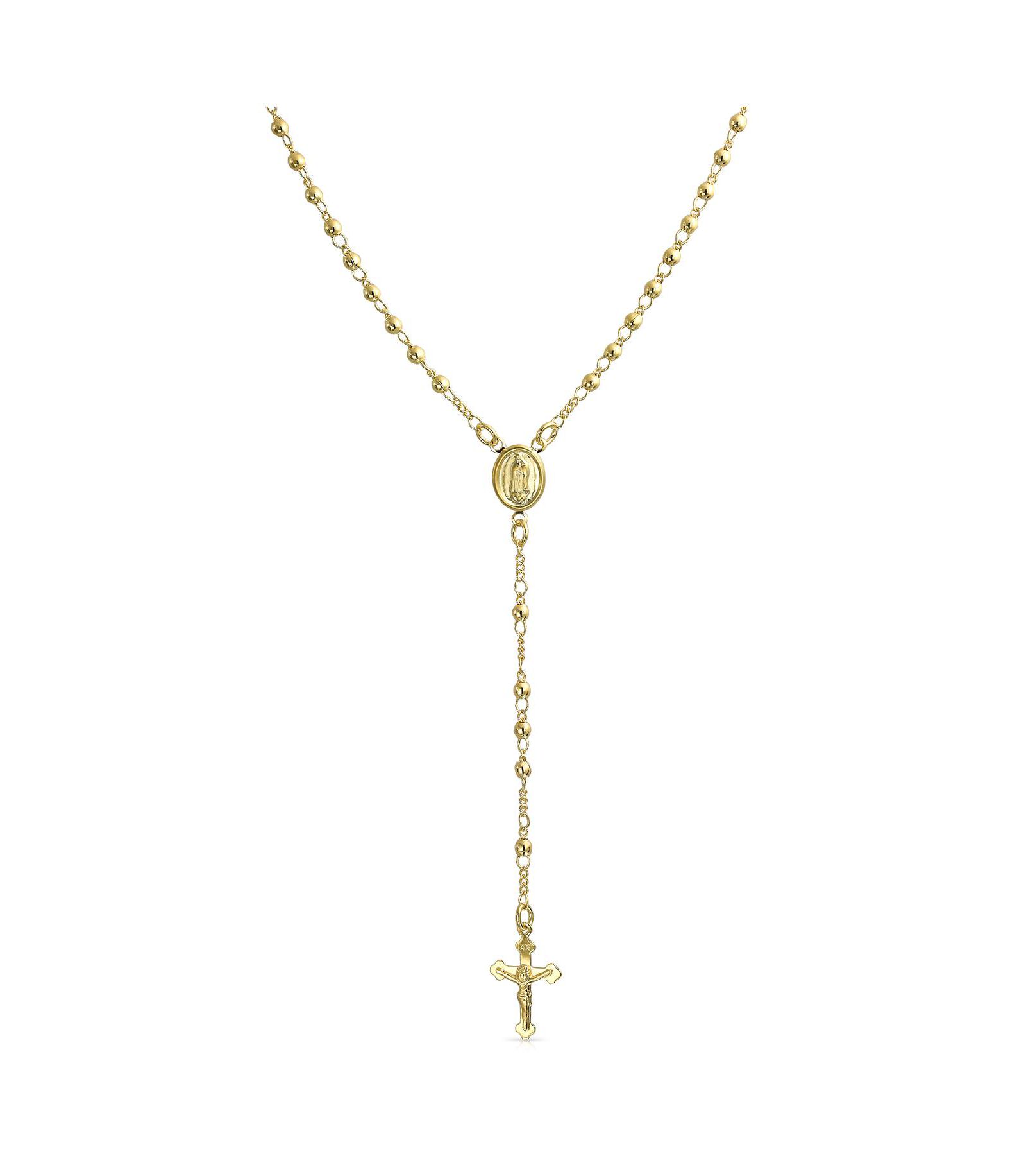 Крупное ожерелье Bling Jewelry с четками католического розария из золота 18К, позолоченное, 2 мм