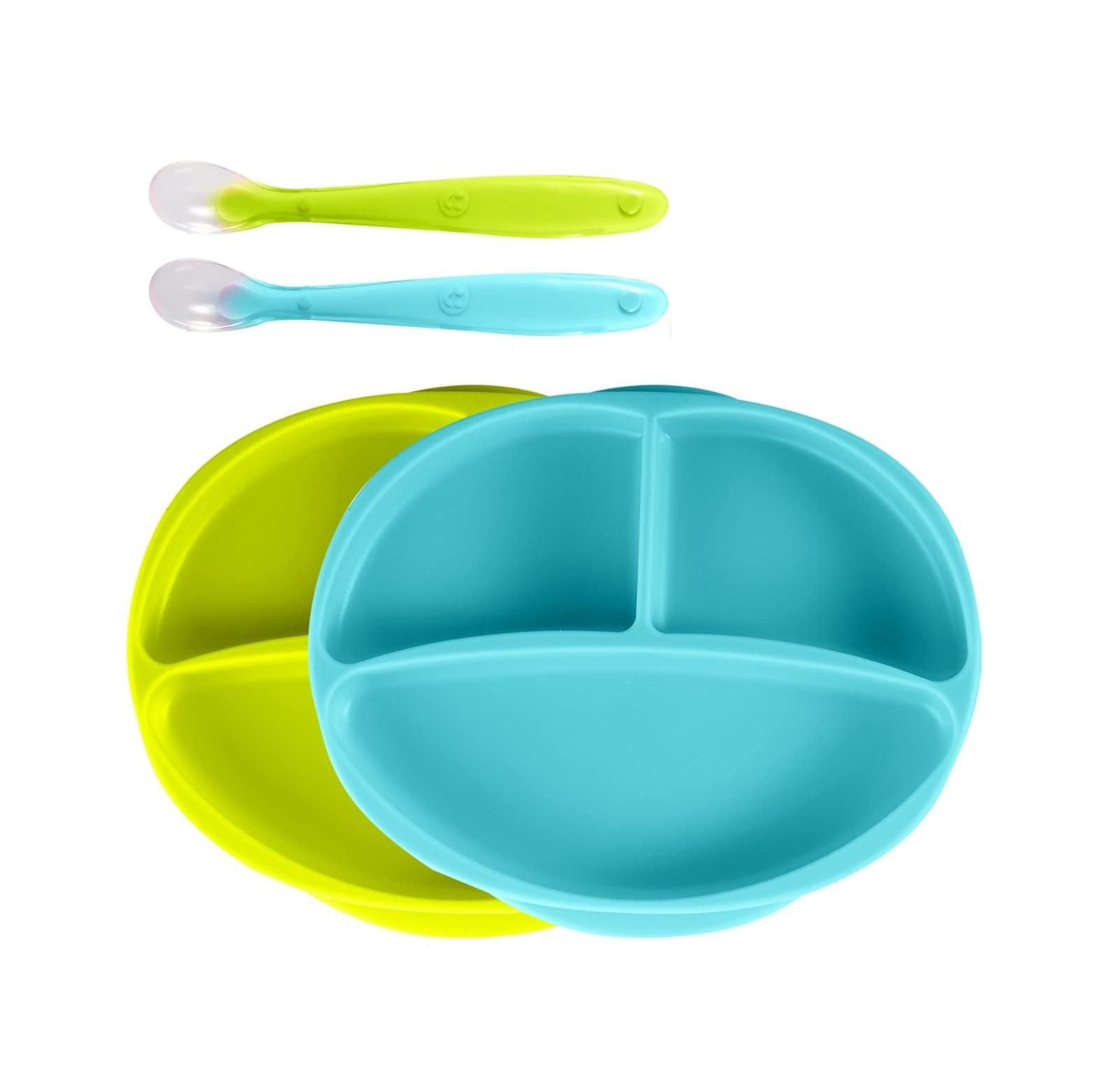 Sperric Силиконовая тарелка с присоской для детей - 100% Food Grade Silicone Divided Plate | Toddler Self Feeding Training Suction Plate Set | BPA-Free, Microwave & Dishwasher Safe Stay Put Plates