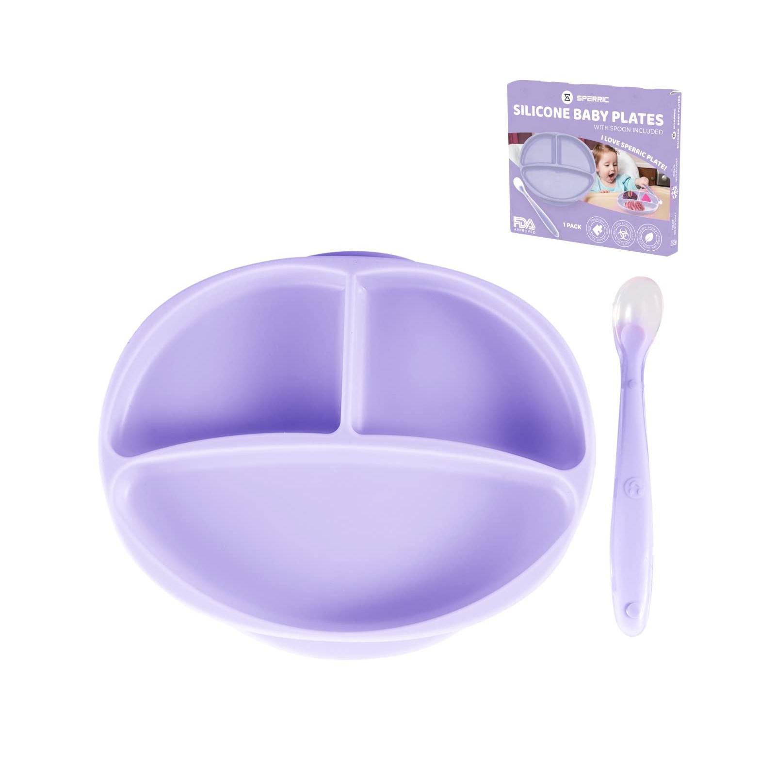Sperric силиновая тарелка с присоской для девочек, 100% пищевой силикон, без BPA, подходит для микроволновой печи и посудомоечной машины