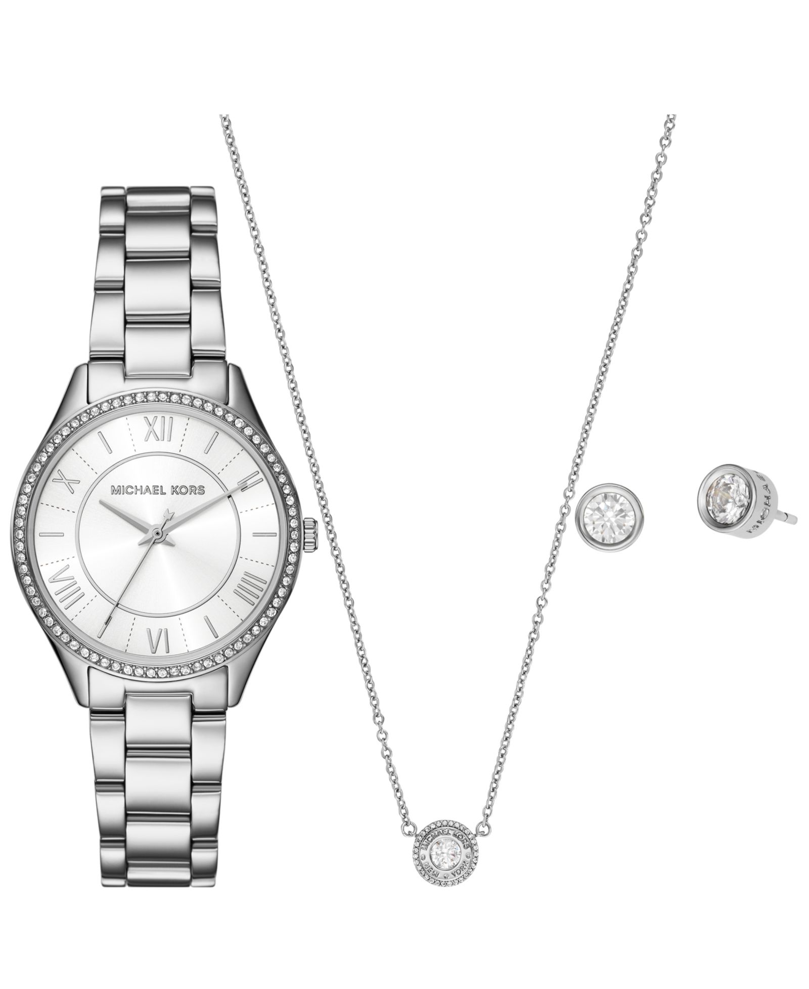 Michael Kors Женский подарочный набор: часы Lauryn Three-Hand, серьги и колье, 33mm