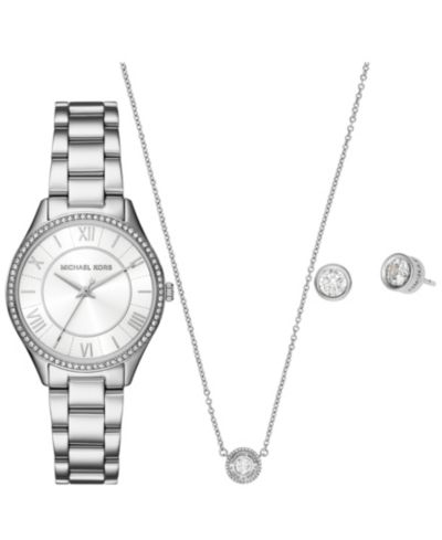 Michael Kors Женский подарочный набор: часы Lauryn Three-Hand, серьги и колье, 33mm