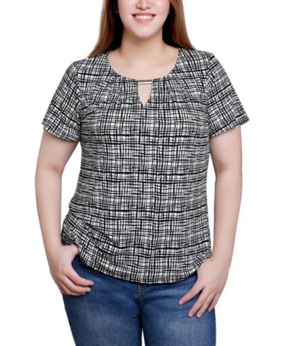 NY Collection Топ с коротким рукавом и фурнитурой