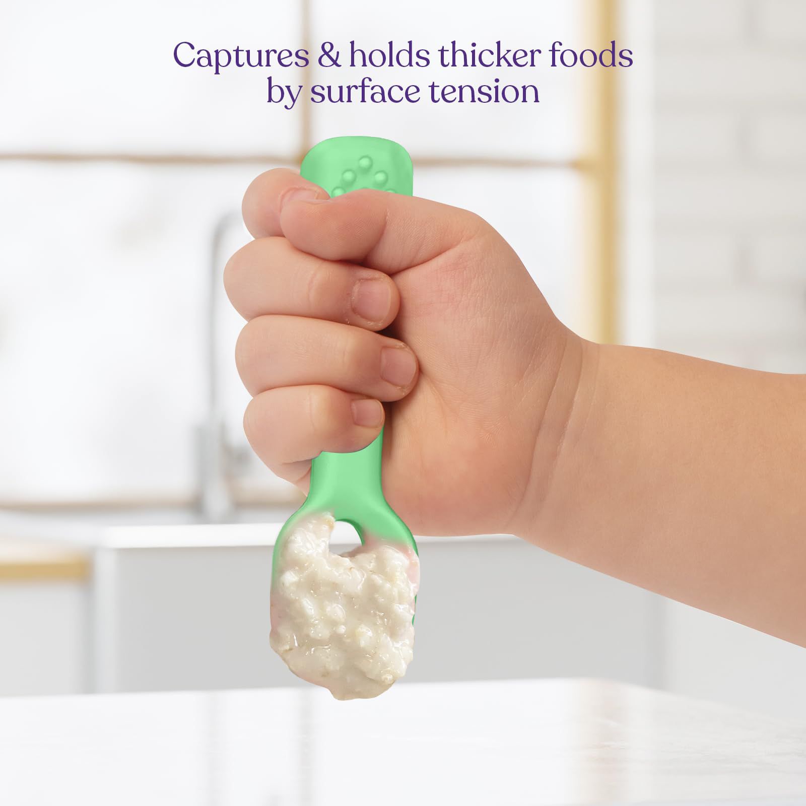 Sperric Silicone Baby Spoons First Stage Baby Feeding Spoons Stage 1 and Stage 2-4pcs (Green & Blue)