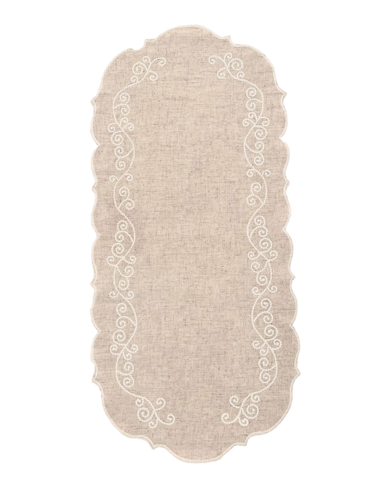 Lenox French Perle льняная вышитая сервировочная салфетка, 14" x 36"