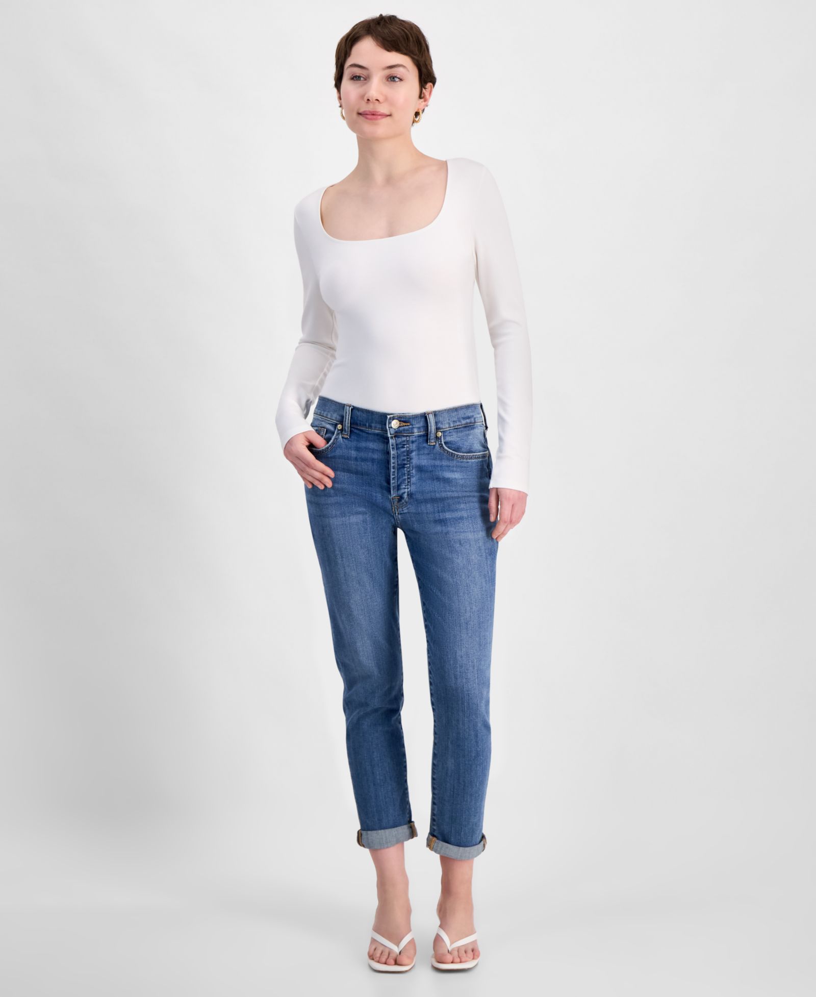 7 For All Mankind Women's Josefina Cuffed Skinny Jeans