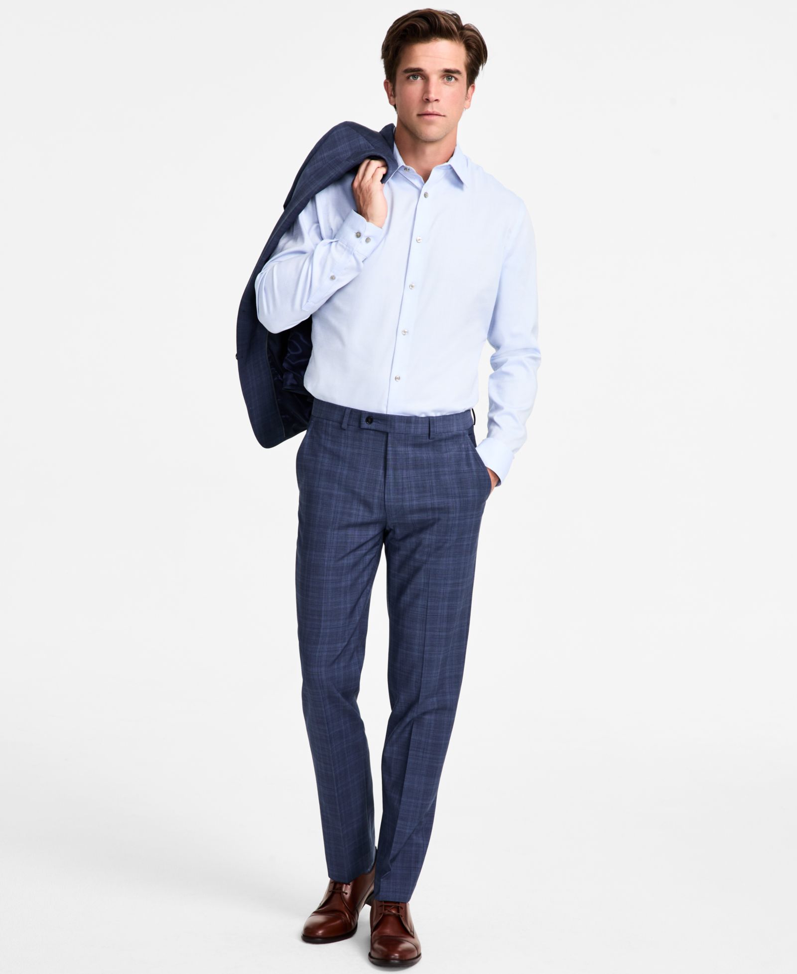 Calvin Klein Men's Slim-Fit Wool Blend Plaid Suit Pants