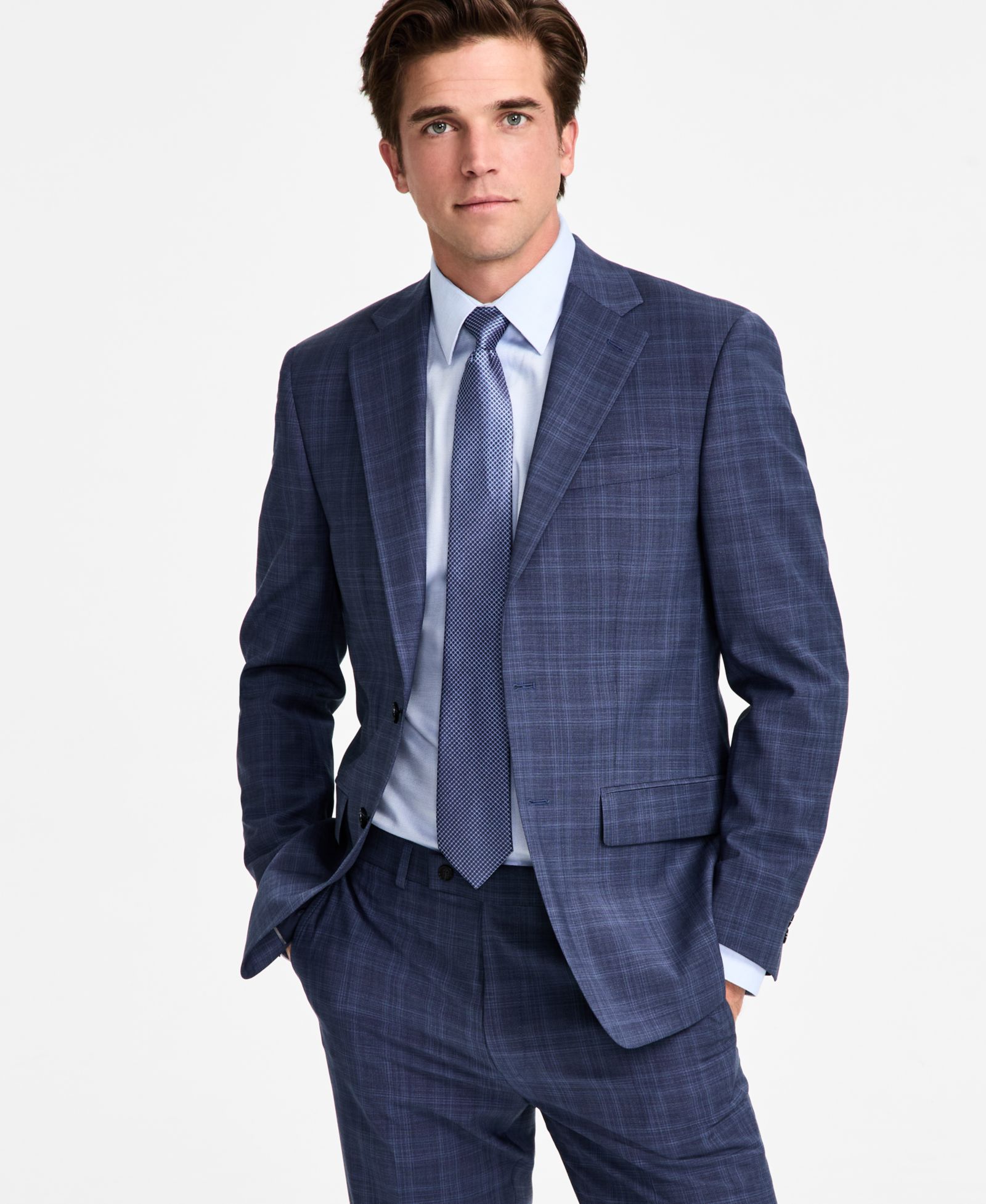 Мужской пиджак Calvin Klein Slim-Fit Wool-Blend Plaid Suit Jacket