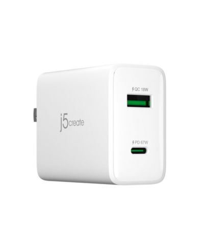 j5create зарядное устройство USB-C 2-Port GaN 67W JUP2367