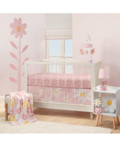 Lambs & Ivy Daisy Dreams 3-Piece Pink/White Baby Nursery Crib Bedding Set