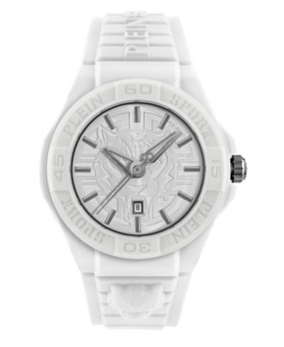 Мужские часы Plein Sport New Fearless 3 Hand Date Quartz White Silicone Strap 46mm