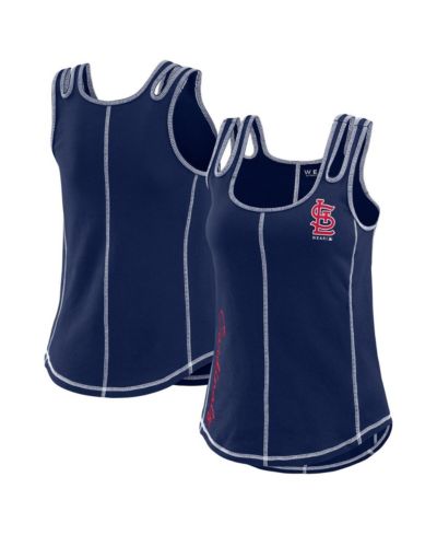 WEAR by Erin Andrews Women's Navy Atlanta Braves Contrast Stitch Tank Top