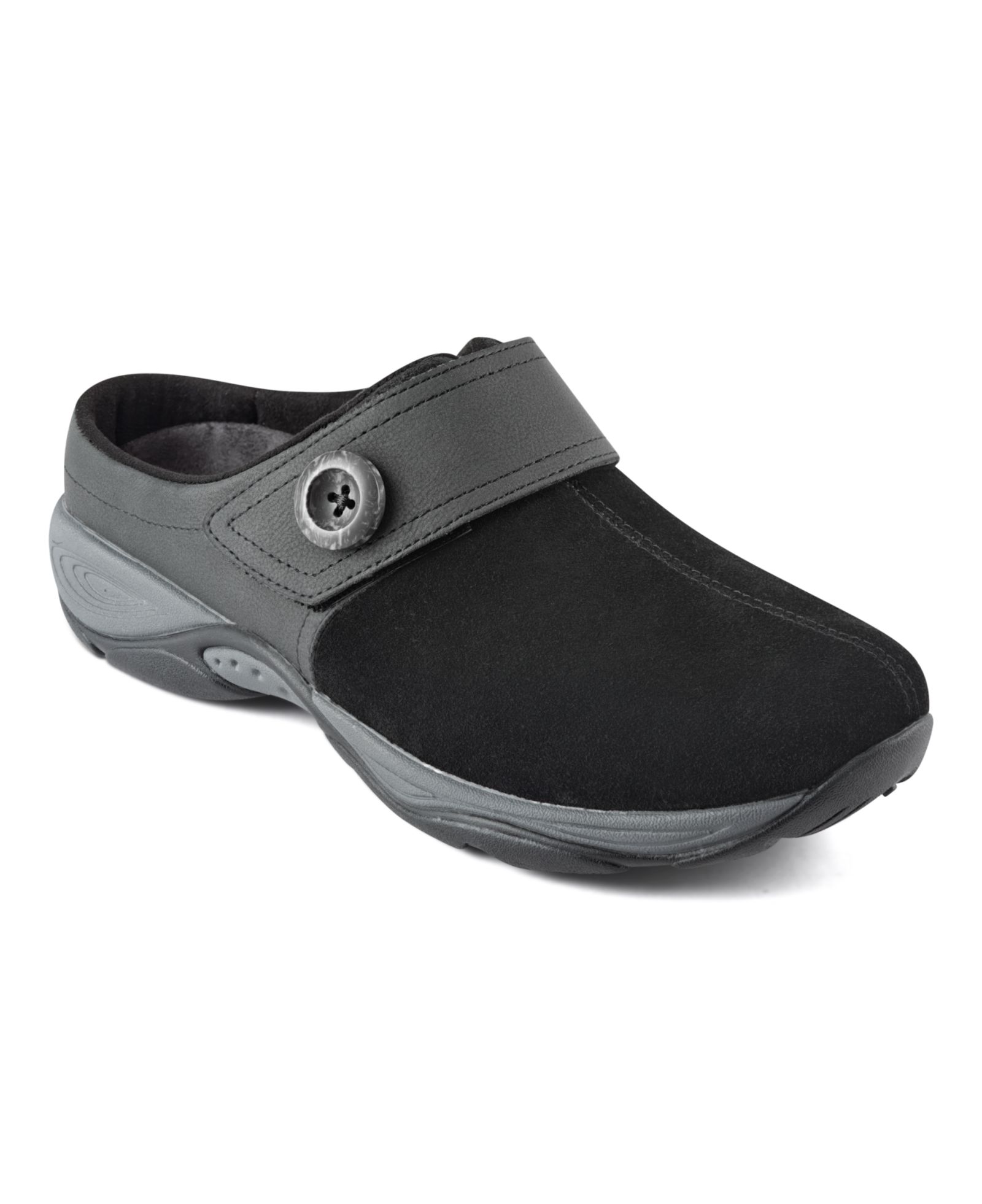 Easy Spirit Women's Edline Suede Button Strap Mules