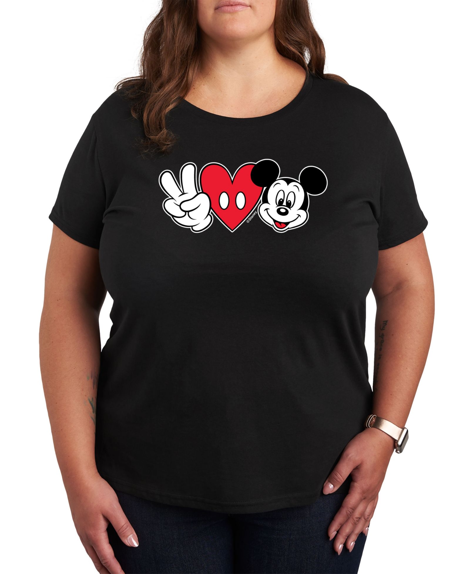 Hybrid Apparel Trendy Peace love Mickey Plus Size Graphic T-shirt