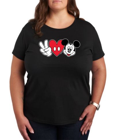 Hybrid Apparel Trendy Peace love Mickey Plus Size Graphic T-shirt