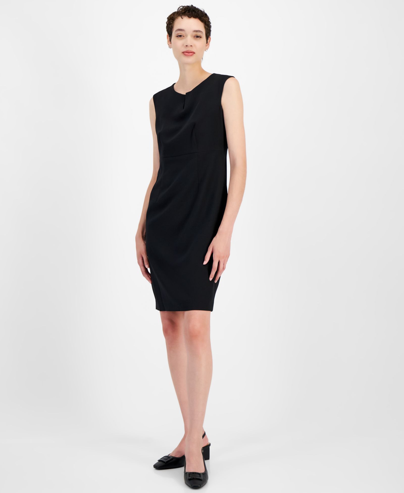 Платье-футляр Kasper Petite Notch-Neck Sheath