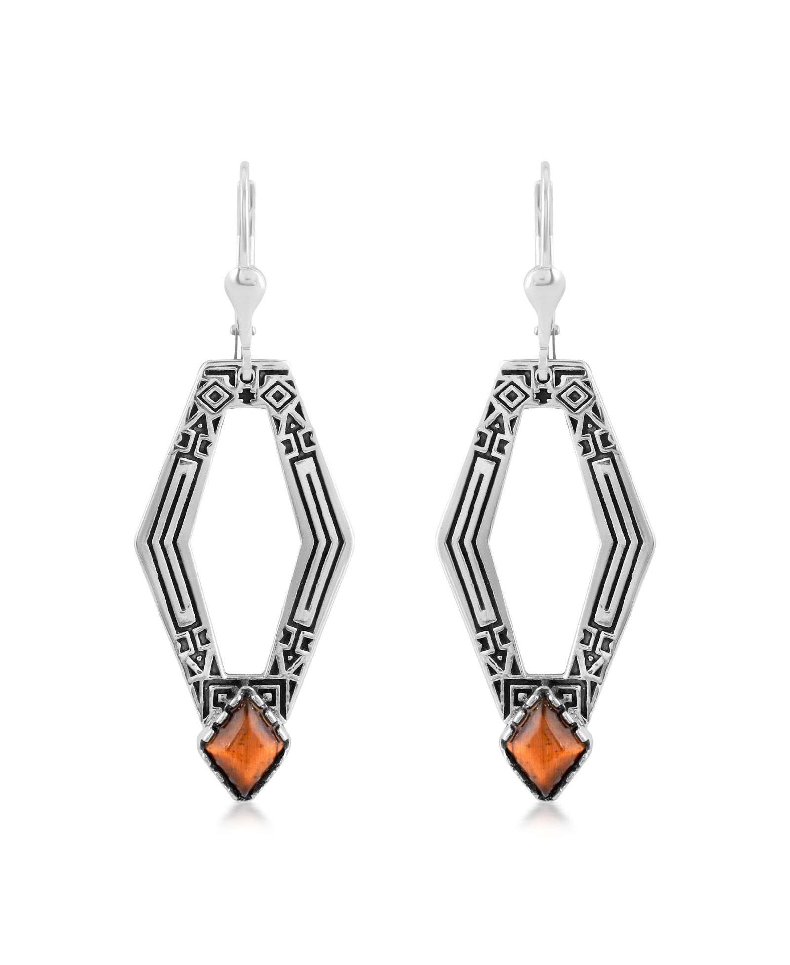 Серьги American West Jewelry с тигровым глазом и геометрическими фигурами