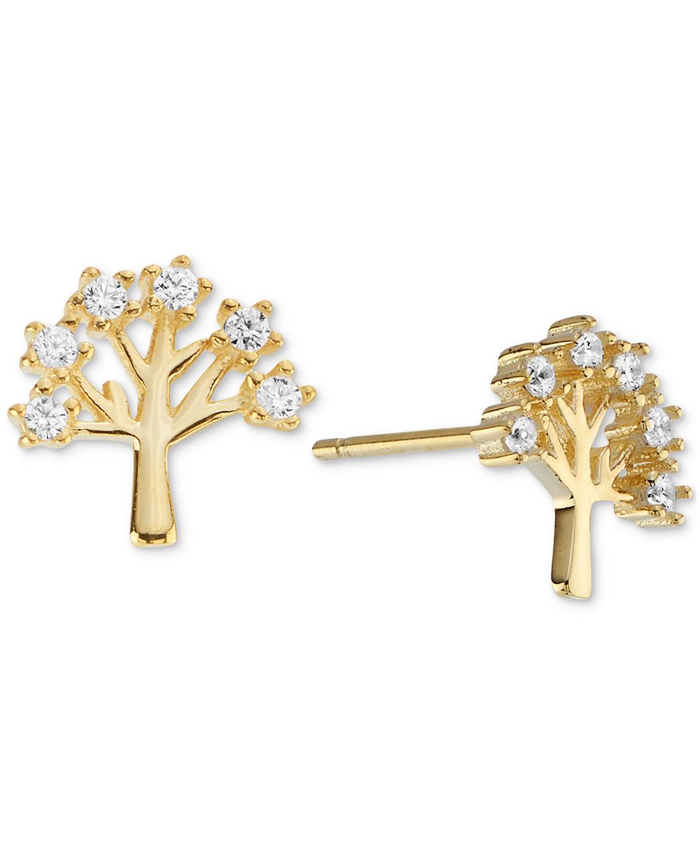 Серьги-гвоздики с кубическим цирконием Macy's в 14k Gold over Sterling Silver