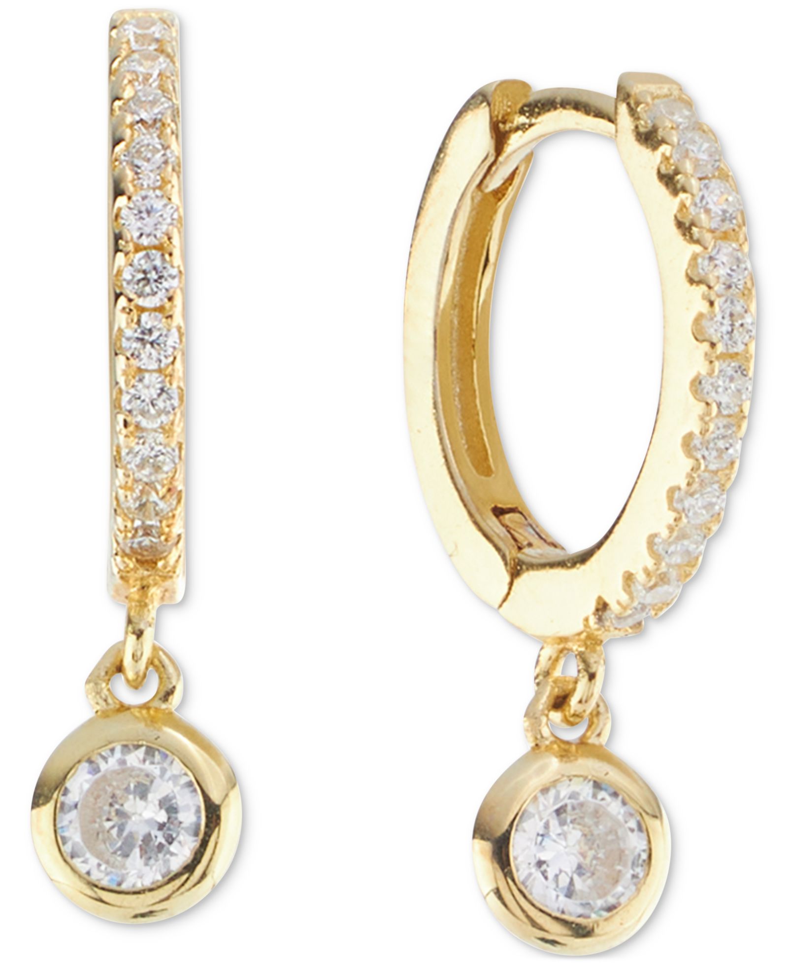 Серьги-кольца с кубическим цирконием Macy's, 14k Gold over Sterling Silver