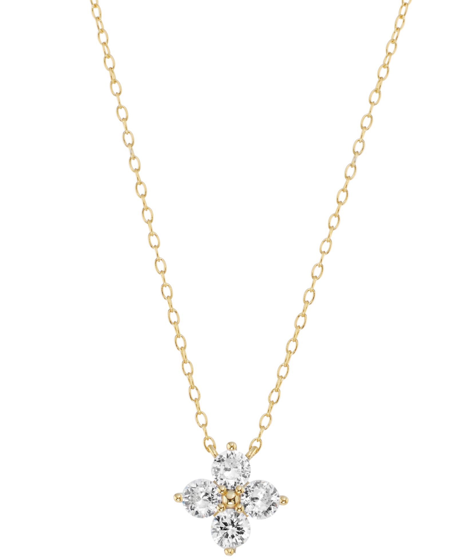 Cubic Zirconia Flower Pendant Necklace (1/2 ct. t.w.) in 14k Gold Over Sterling Silver, 18"