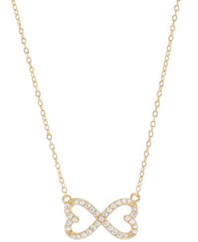 Подвеска-кулон Cubic Zirconia Infinity Heart в 14k Gold over Sterling Silver