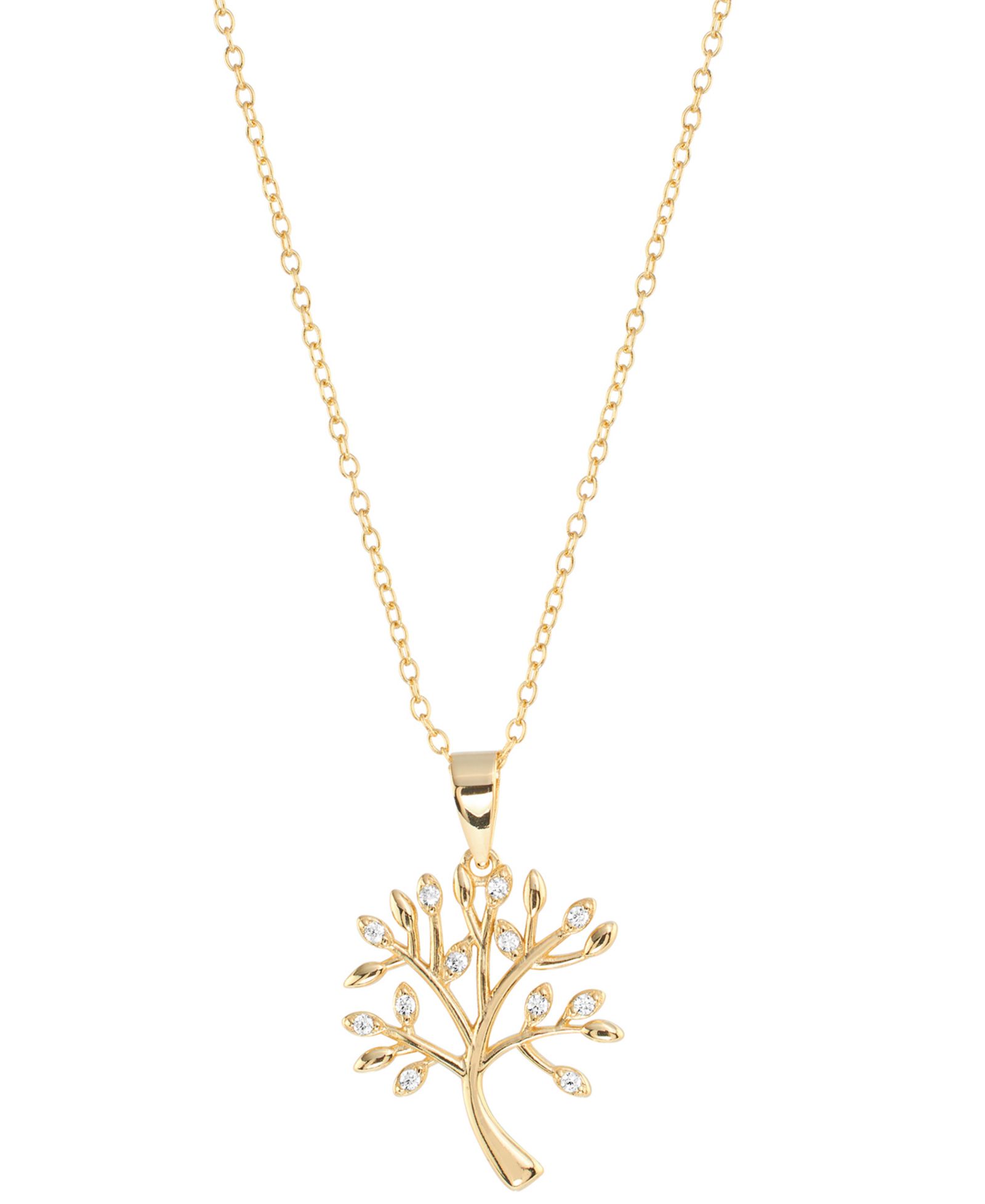 Подвеска Cubic Zirconia Tree Of Life в 14k Gold over Sterling Silver