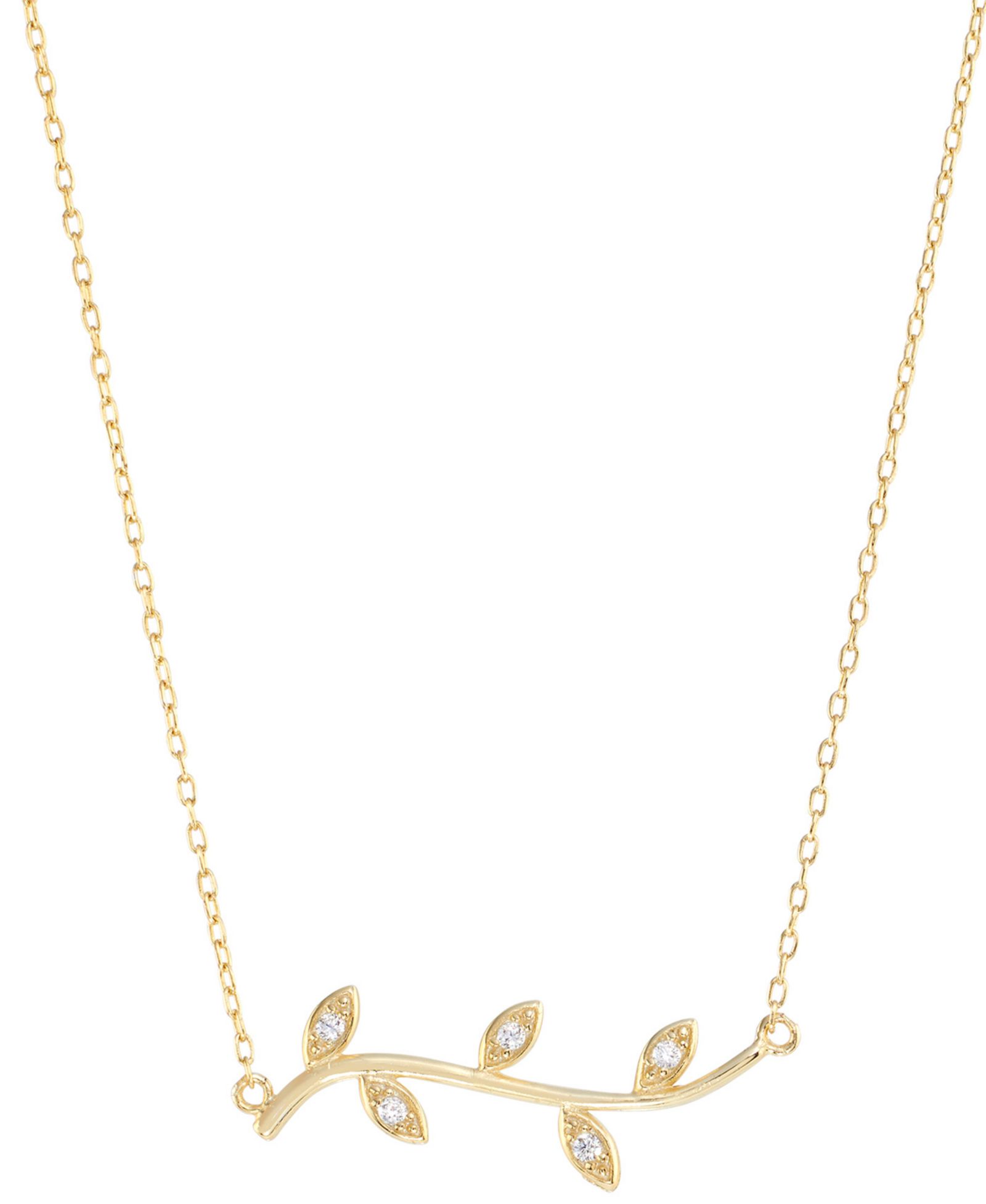 Cubic Zirconia Vine Pendant Necklace in 14k Gold-Plated Sterling Silver, 16" + 3" extender