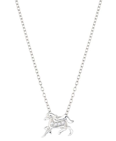 Macy's Подвеска-кулон Galloping Horse из стерлингового серебра с цирконием
