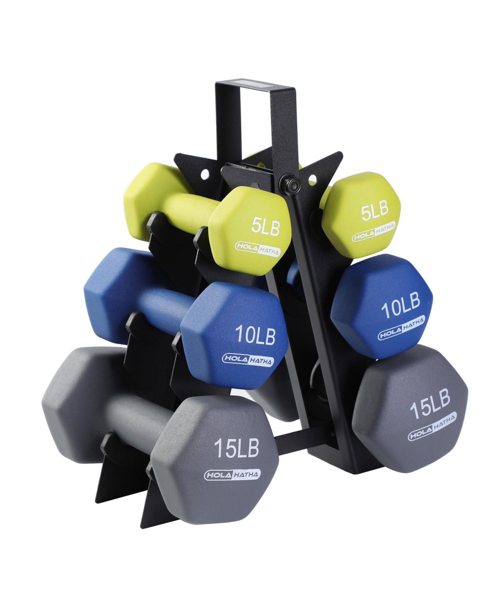 Набор гантелей HolaHatha Neoprene Dumbbell Free Hand Weight Set with Rack