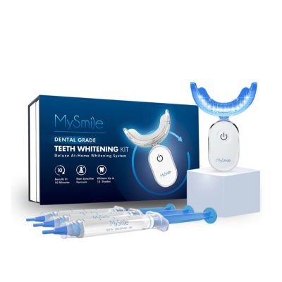 Набор для отбеливания зубов MySmile для чувствительных зубов с LED светом, 10 мин быстрое отбеливание, 3 22% CP гель, безопасный для эмали
