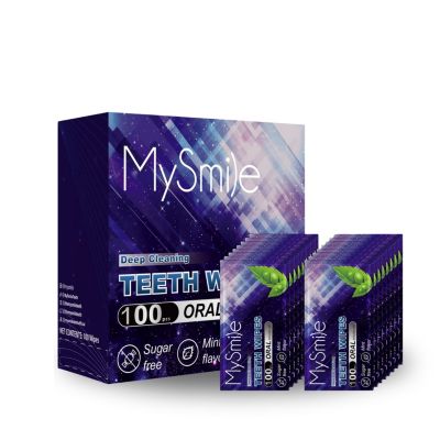 MySmile 100pcs Teeth Wipes Disposal Finger Brush Deep Cleaning Teeth Wipes Oral Brush Up Tooth Wipes  for Teeth Cleaning, Mint Flavor