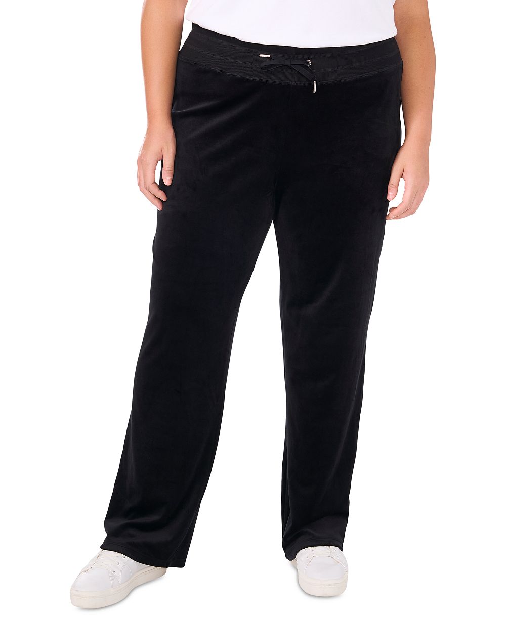 Vince Camuto Plus Size Velour Drawstring-Waist Straight-Leg Pants, Created for Macy's