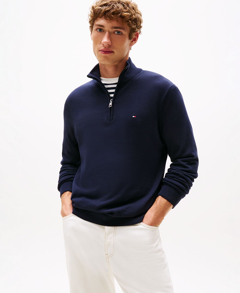 Tommy Hilfiger Men's Essential Cotton Quarter-Zip Sweater