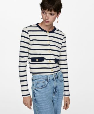 Mango Women's Buttons Detail Striped Cardigan