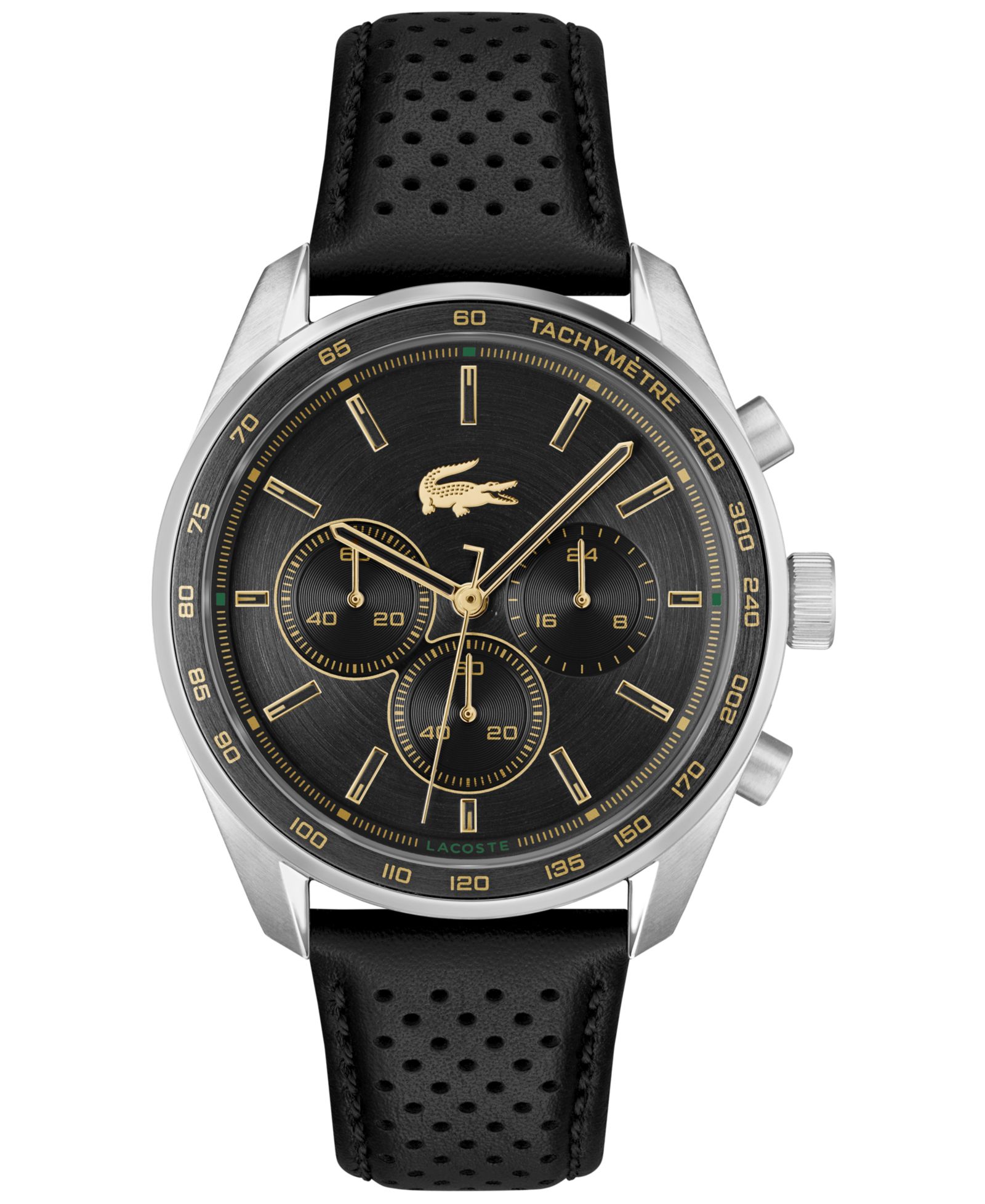 Мужские часы Lacoste Boston Black Leather Strap 42mm