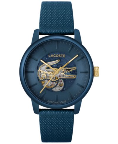 Lacoste Men's L.12.12 Automatique Blue Leather Strap Watch 44mm