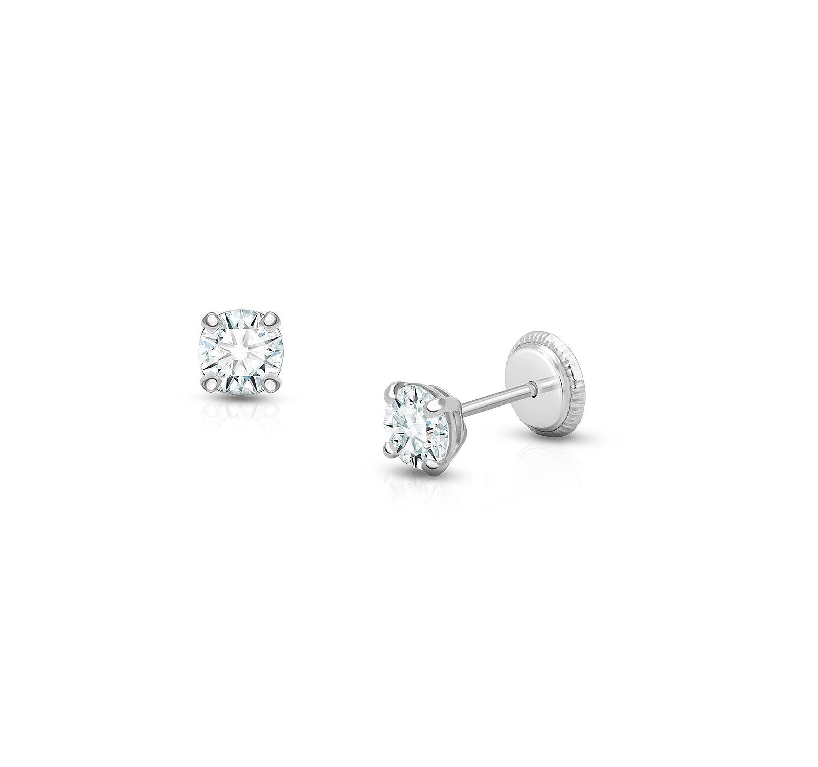 Tiny Blessings 14K Gold Round Cut Stud Screw Back Earrings