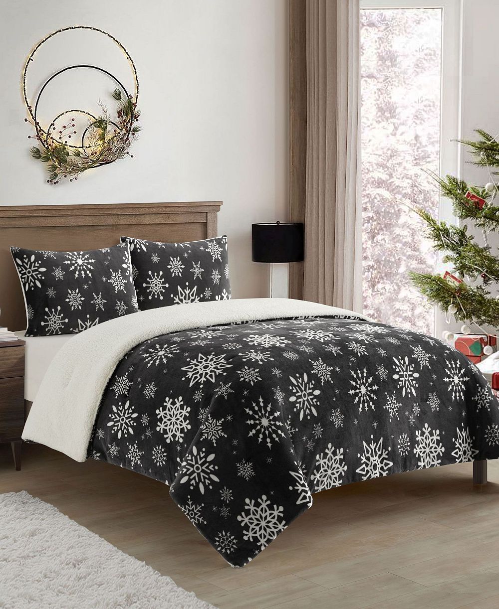 Stratford Park Flakes Sherpa 3-Pc. Comforter Set, Queen