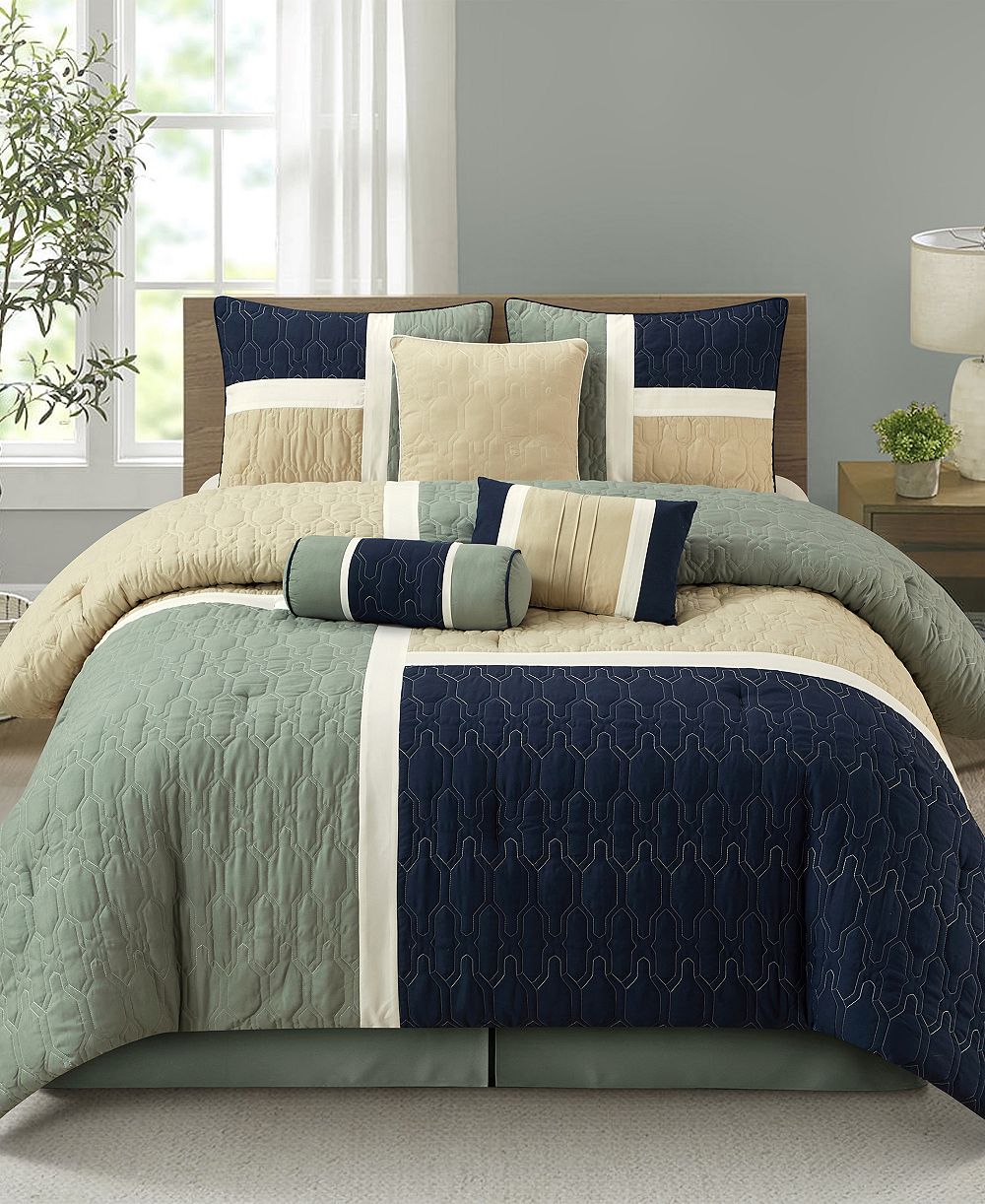 Комплект одеяла Stratford Park Natalia Colorblock 7-Pc., King
