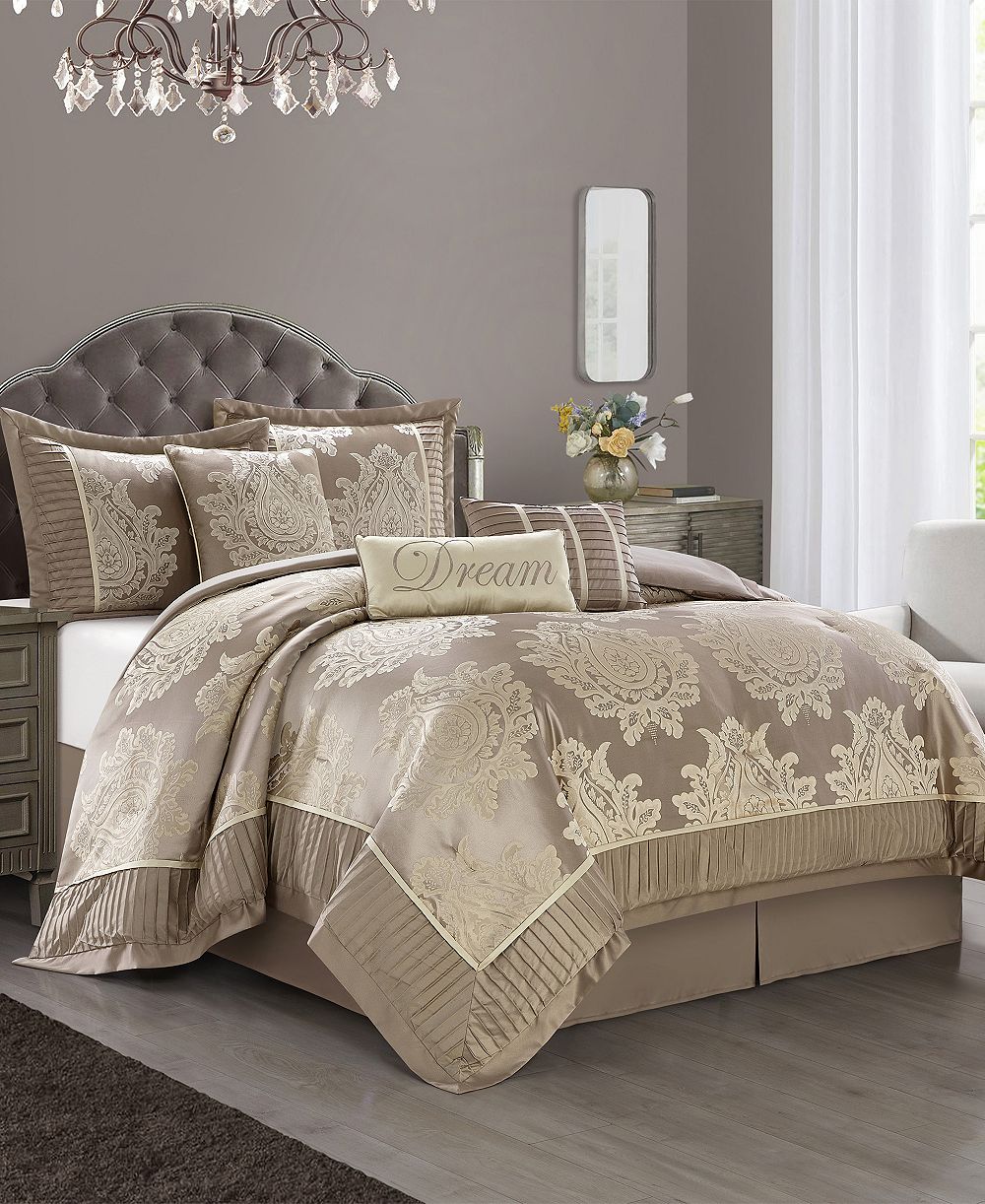 Stratford Park Therese Damask 7-Pc. Comforter Set, Queen
