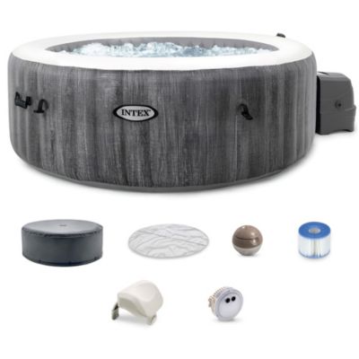 Intex 28439EP PureSpa Plus Greywood Inflatable Bubble Jet Spa, 77 x 28"